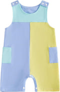Newborn Baby Boy Summer Clothes Sleeveless Color Block Romper Bodysuit One by Muasaaluxi