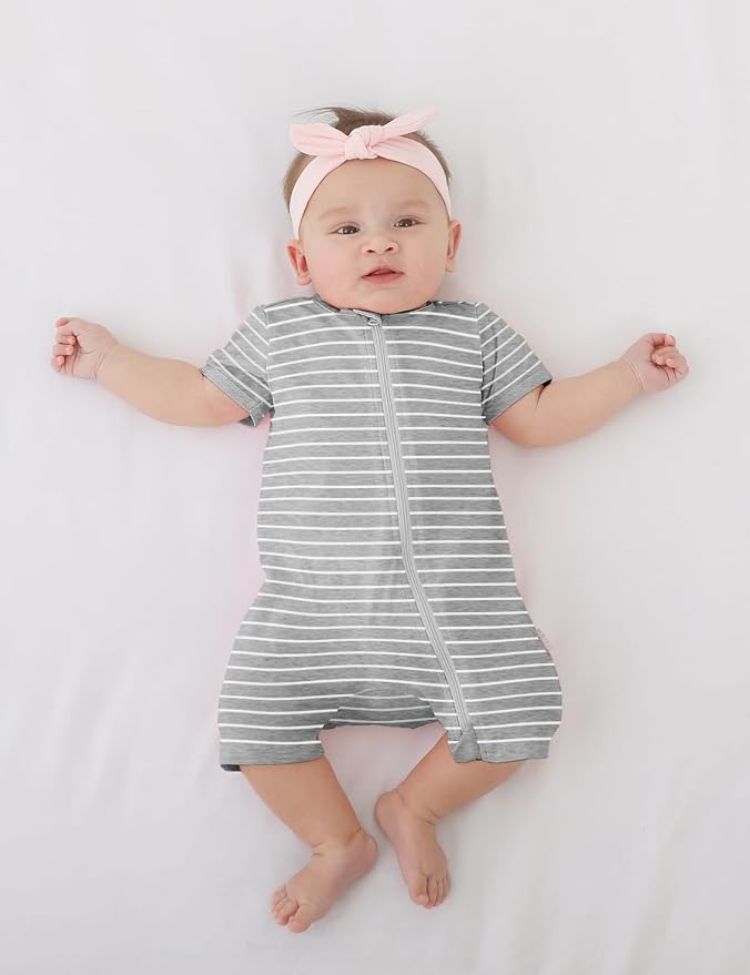 Jimonda Baby Rompers Cotton Boys Girls Short Sleeve Sleepers Pajamas Pjs | Two - Image 2