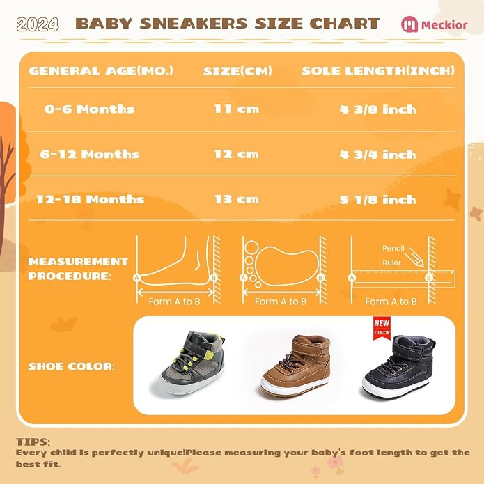 Meckior Toddler Baby Boys Girls High Tops Ankle Sneakers Soft Anti-Slip Sole PU - Image 6