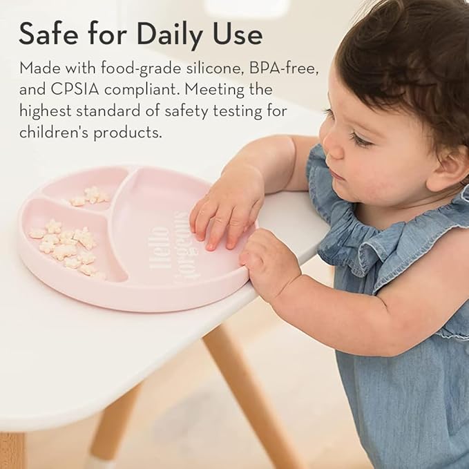 Bella Tunno Wonder Baby Plates – Silicone Suction Plates for Baby, Toddler, & Kids, Great for Baby Led Weaning, BPA Free, Kid and Baby Must Haves, 3 Sections (Happy Meal)