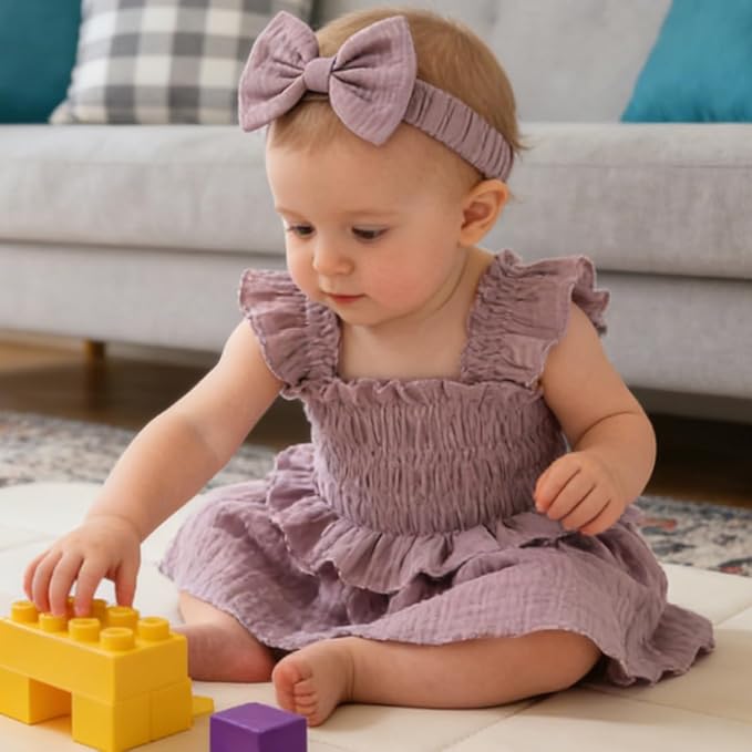 YOUNGER TREE Baby Girl Clothes Ruffle Romper Boho Dress Summer Cake Smash - Image 3