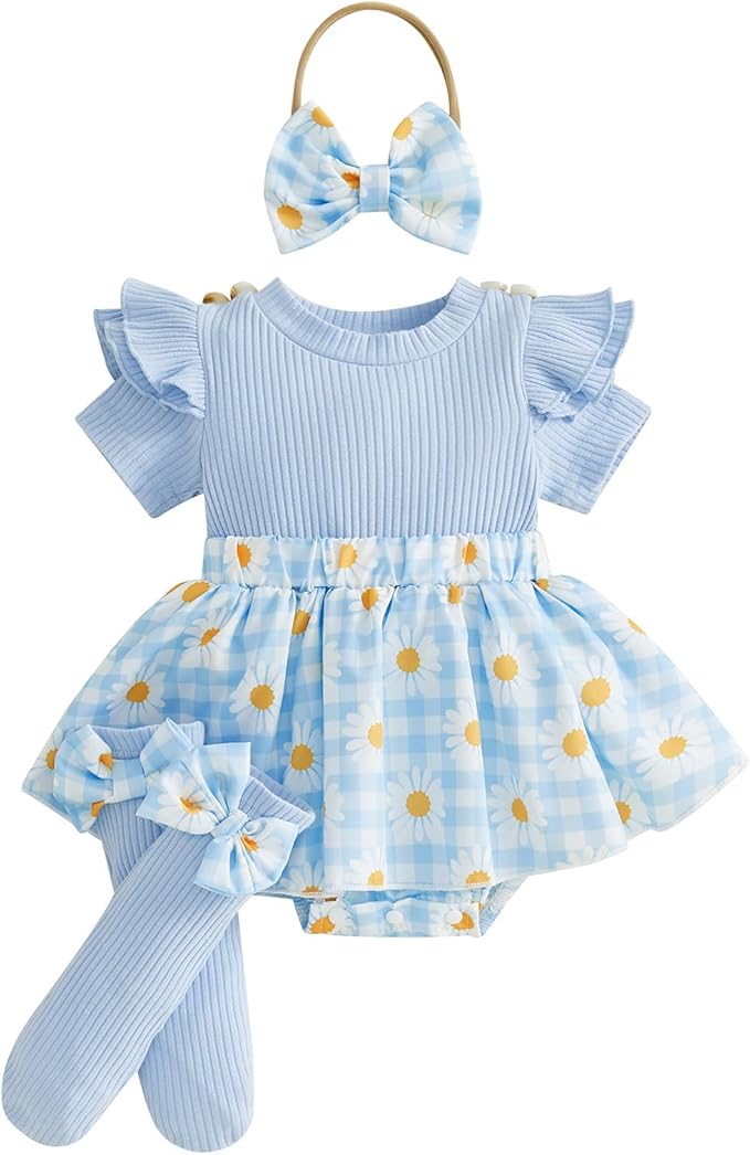 Giraropa Newborn Baby Girl Clothes Smocked Bubble Romper Dress + Socks + by Giraropa