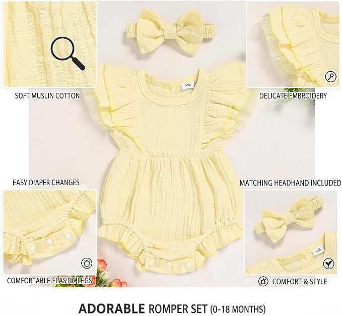TITKKOP Ruffle Bubble Romper for Baby Girl | One-Piece Shorts Jumpsuit | Summer - Image 6