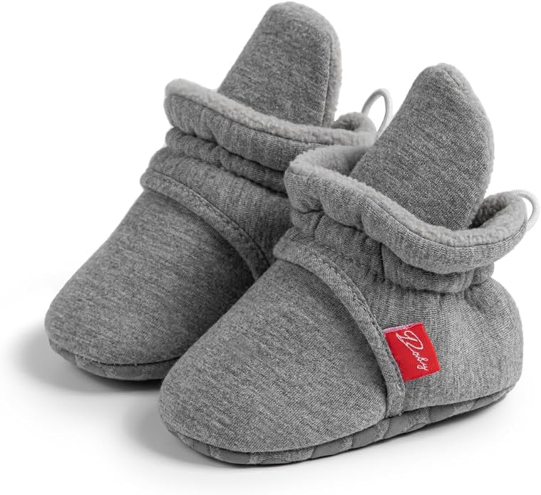 Babelvit Newborn Baby Boy Girl Soft Fleece Booties Stay On Infant Slippers - Image 6