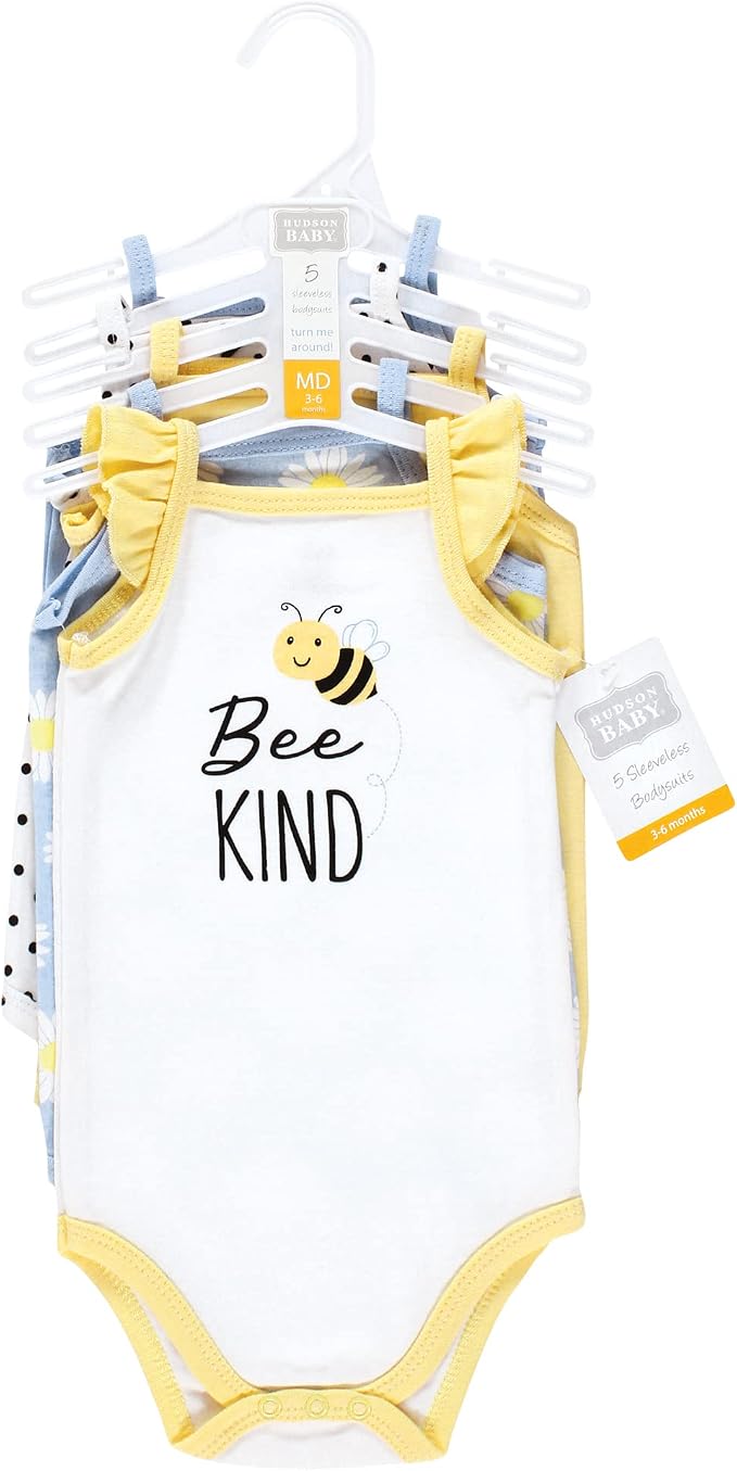 Hudson Baby Unisex Baby Cotton Sleeveless Bodysuits - Image 2