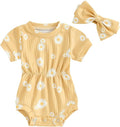 FOCUSNORM Baby Girl Summer Clothes Ribbed Short Sleeve Romper Solid Color by FOCUSNORM