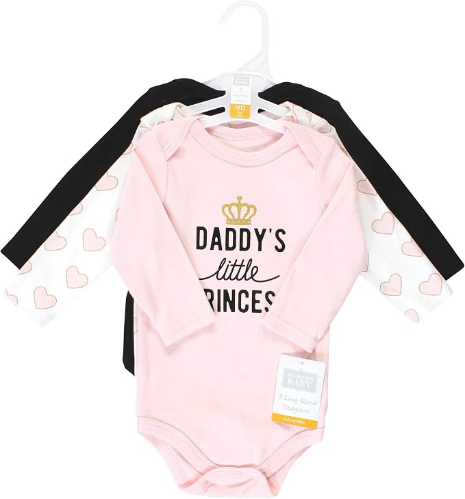 Hudson Baby Baby Girls' Cotton Long-sleeve Bodysuits 3-pack - Image 2