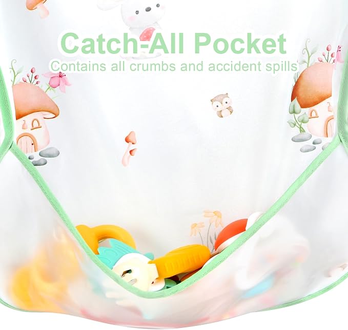 Accmor 4 Pack Long Sleeve Bibs, Baby Smock Waterproof Full Sleeved Bib - Image 4