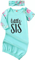 AMAWMW Newborn Baby Girl Little Sister Sleeper Gown Stripe Long Sleeve by AMAWMW