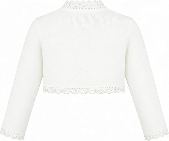 Lilax Little Girls' Knit Long Sleeve Button Closure Bolero Cardigan Shrug - Image 2