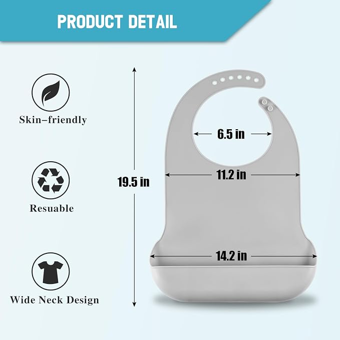 Adjustable Silicone Adult Bib, Washable Bib - Image 7