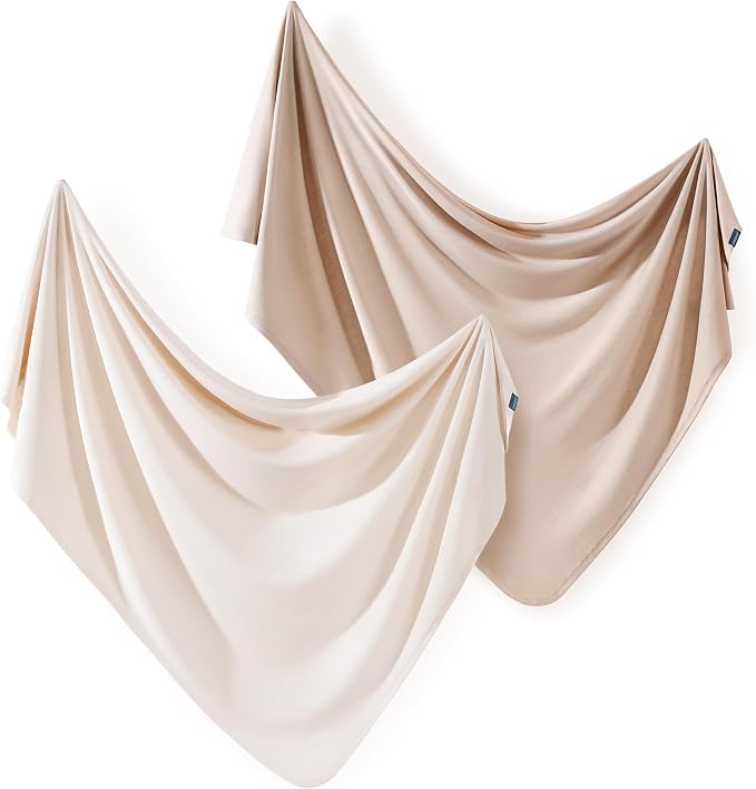 2 Pack Newborn Swaddle Blanket, Ultra Soft Stretchy Jersey Knit Extra Large by BUYNOW