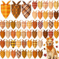 50 Pcs Fall Plaid Dog Bandanas Bulk Autumn Gingham Check Pattern by Jeere