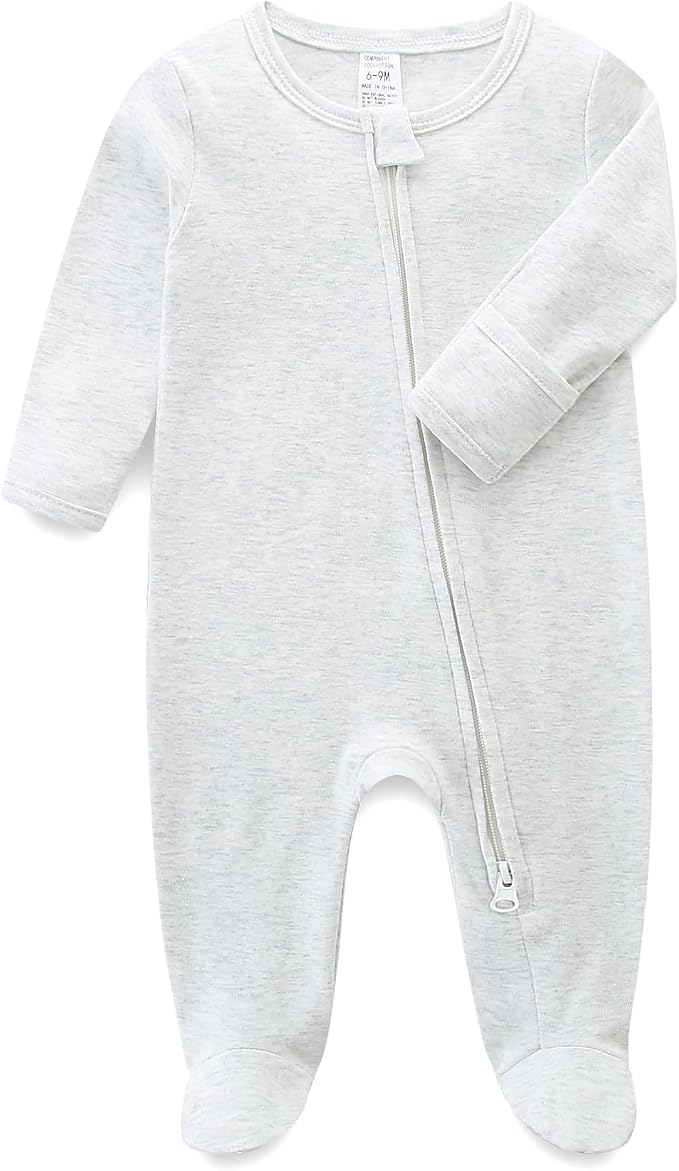 Hikido Baby Romper 100% Organic Cotton Pajamas One Piece Long Sleeve Zipper by Hikido
