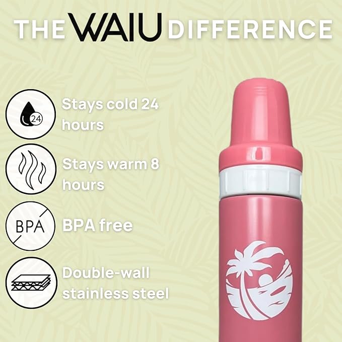Waiu Insulated Stainless Steel Baby Bottle BPA-Free | Keeps Drinks Hot for 8 Hours, Cold for 24 Hours | 4 oz. (Pink)