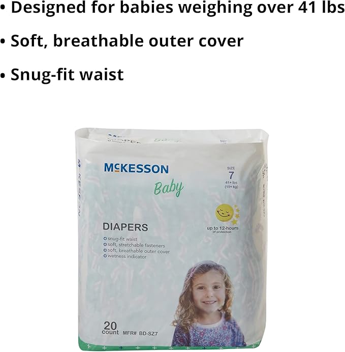 McKesson Baby Diaper Size 7, Over 41 lbs. BD-SZ7, 20 Ct