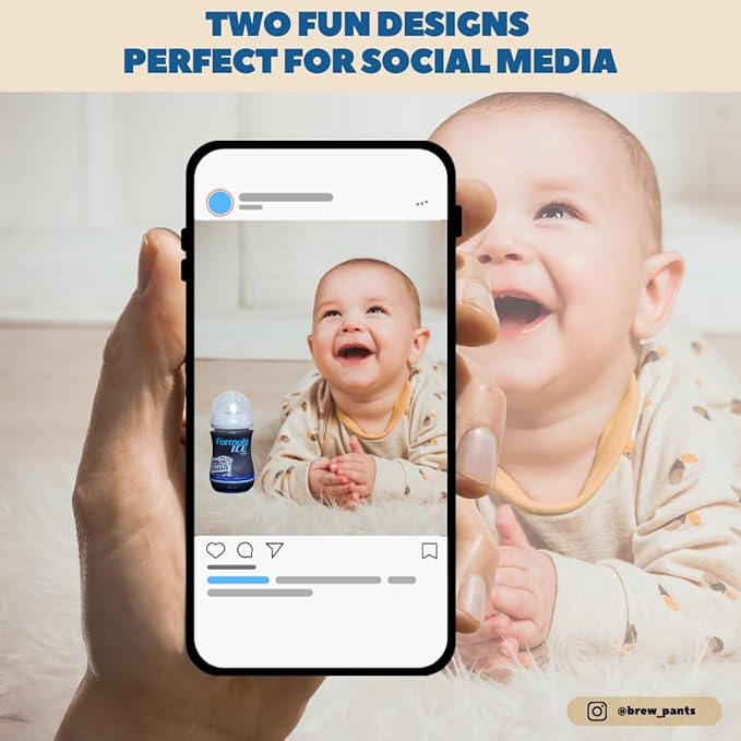 American Beer Themed Coozies for Baby Bottles - Funny Gift for New Parents & Baby Showers - (2 Premium Designed Neoprene Coozies + BPA/Lead/Phthalate Free Bottle Included) (Design 6)