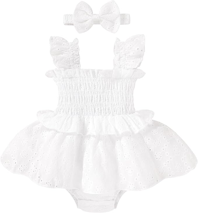 YOUNGER TREE Baby Girl Clothes Ruffle Romper Boho Dress Summer Cake Smash by YOUNGERTREE