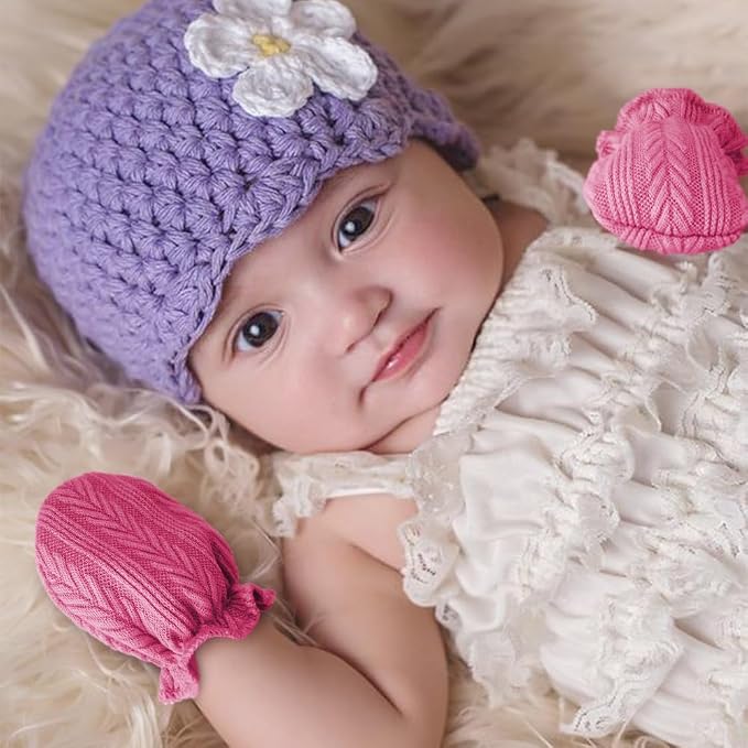 AQOKKA Newborn Baby Mittens No Scratch Cotton Elastic Wrist Gloves Infant - Image 2
