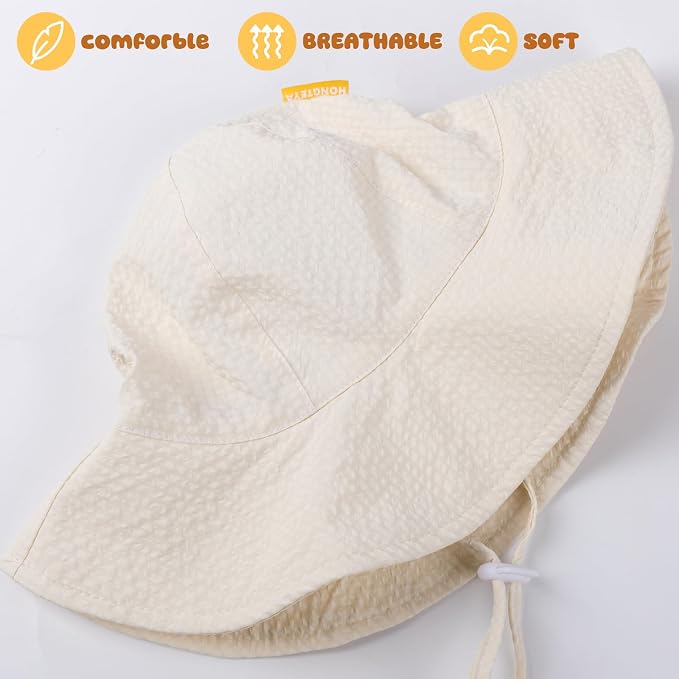 HONGTEYA Baby Sun Hat Wide Brim Adjustable Toddler Beach Bucket Hat | Soft - Image 4
