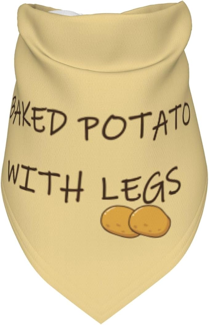 Baked Potato with Legs Dog Bandana, Funny Washable Triangle Bibs Scarf - Image 3