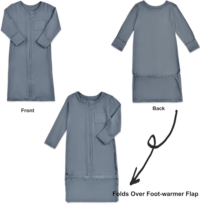 Aablexema Baby Nightgowns Rayon of Bamboo 2-way Zipper - Image 4