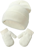 Baby Beanie Hat Gloves Set, Kids Winter Warm Knit Hat by DANMY