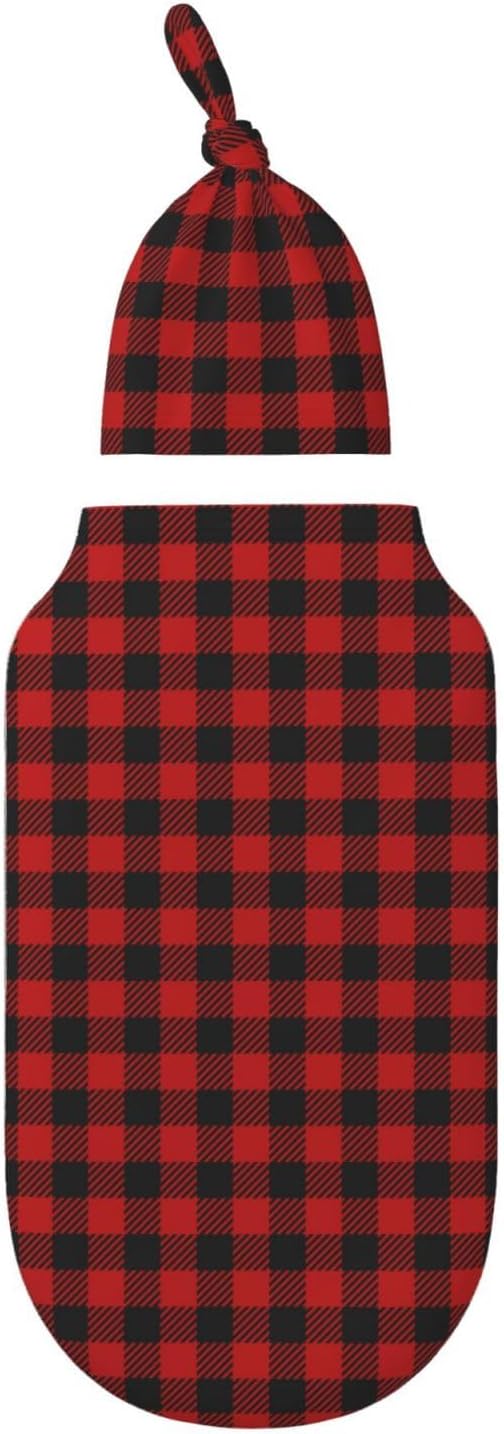 Christmas Checkered Swaddle Blankets Soft Receiving Blanket Baby Swaddle Wrap - Image 2