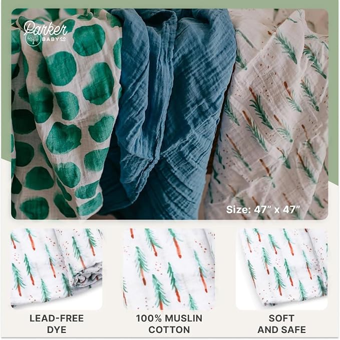 Parker Baby Co. Soft Muslin Baby Swaddle Blankets, 3 Pack - Image 4