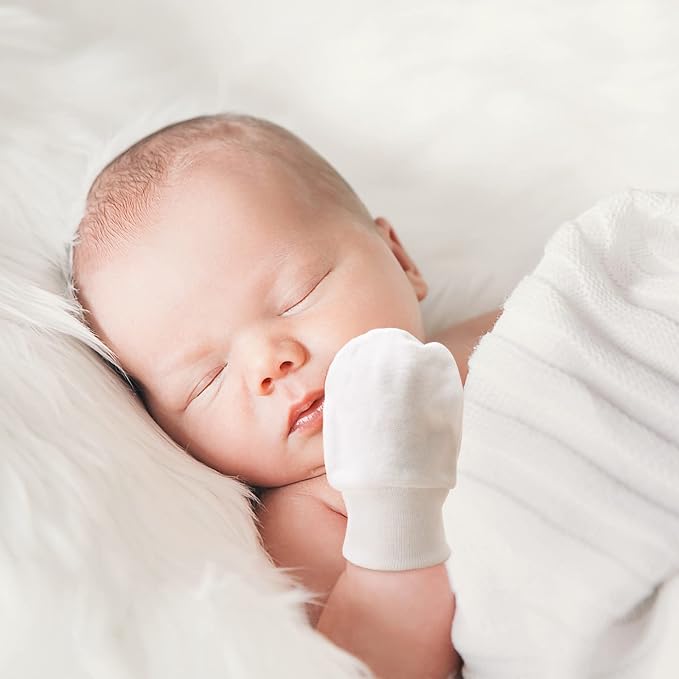 BQUBO Newborn Infant Toddler Mittens No Scratch Cotton Elastic Wrist Gloves - Image 2
