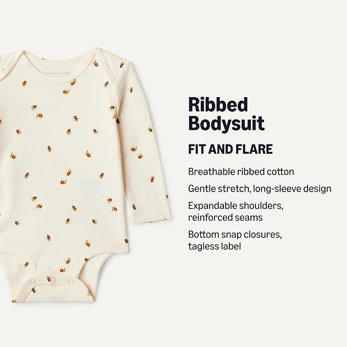 Amazon Essentials Unisex Babies' Long-Sleeve Cotton Bodysuits - Image 2