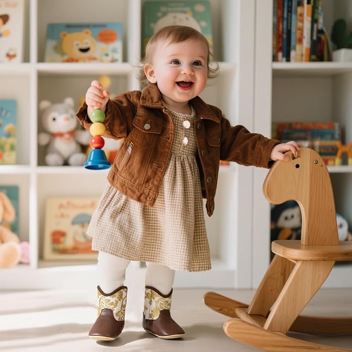 HsdsBebe Baby Boys Girls Western Cowboy Boots Infant Moccasins High Top Booties - Image 2