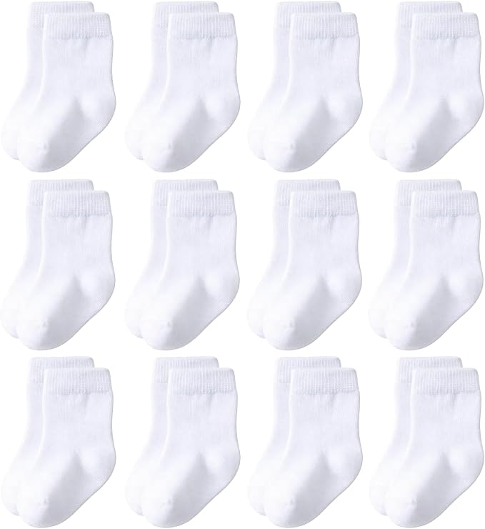 Baby Crew Socks 12-Pack Cotton Newborn Baby Boys Girls Socks 0-3T | Combed by Unknown