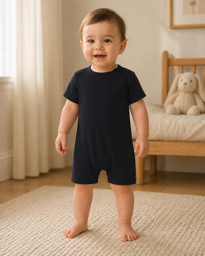 GUISBY Baby Romper 3-Pack Short Sleeve Rayon of Bamboo Bodysuit Set, 0-24M | - Image 3