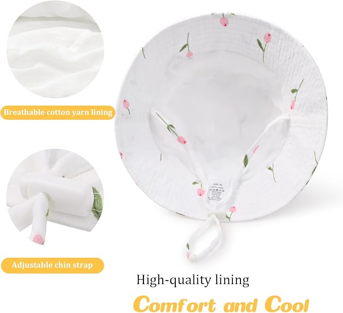 Baby Sun Hat Infant Toddler Summer Cotton Yarn Bucket Hat - Image 5
