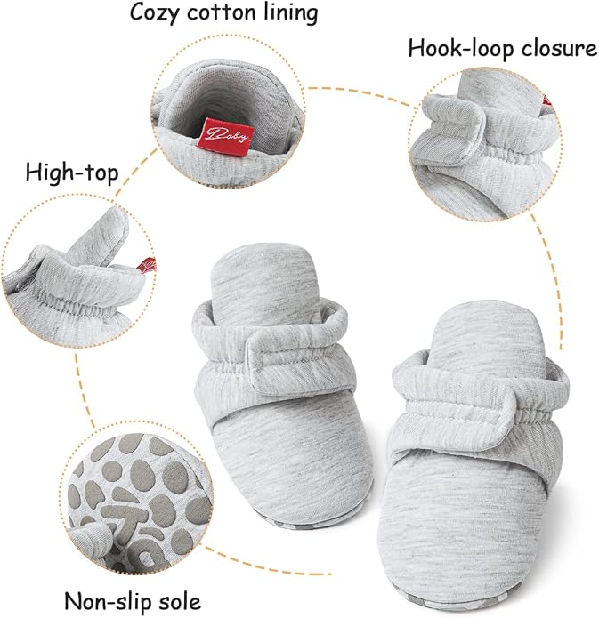 ohsofy Newborn Baby Cotton Booties Stay On Slipper Winter Warm Soft Shoes - Image 5