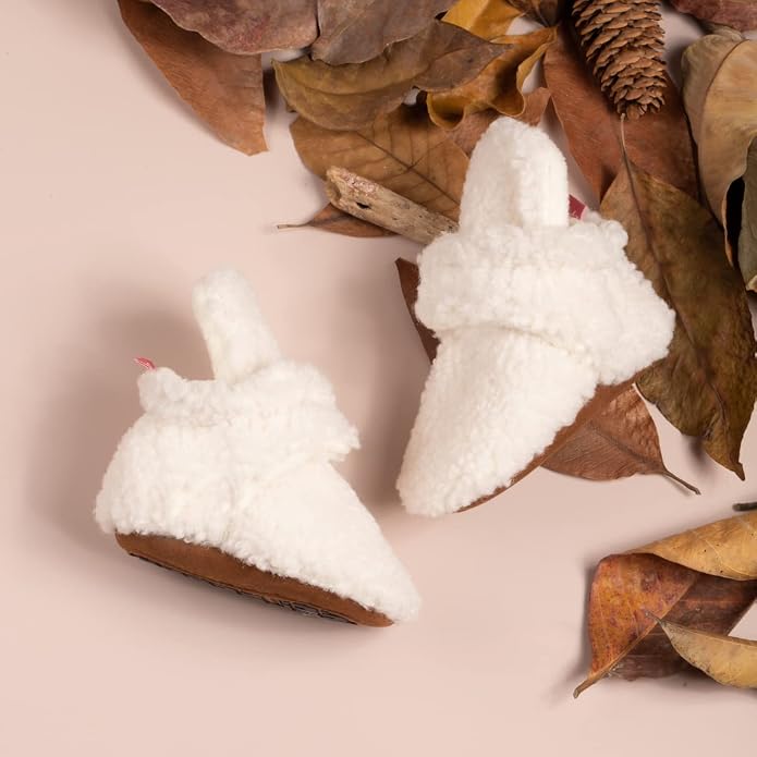 Babelvit Newborn Baby Boy Girl Soft Fleece Booties Stay On Infant Slippers - Image 4