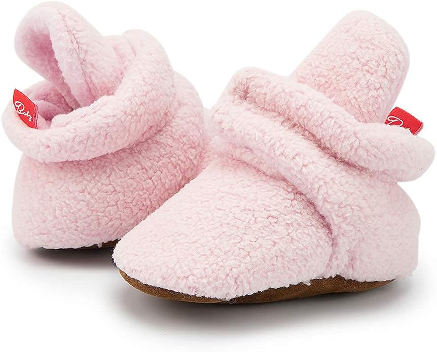 Babelvit Newborn Baby Boy Girl Soft Fleece Booties Stay On Infant Slippers - Image 4