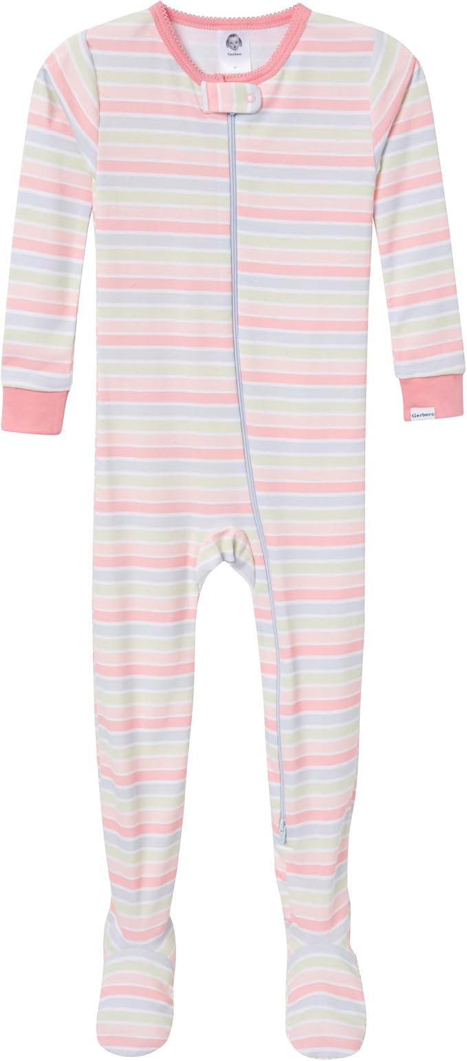 Gerber Baby Girls 4-pack Footed Pajamas - Image 5