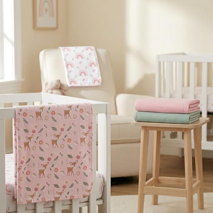 EVERYDAY KIDS 4 Pack of Soft Flannel Receiving Baby Blanket Set - Image 5