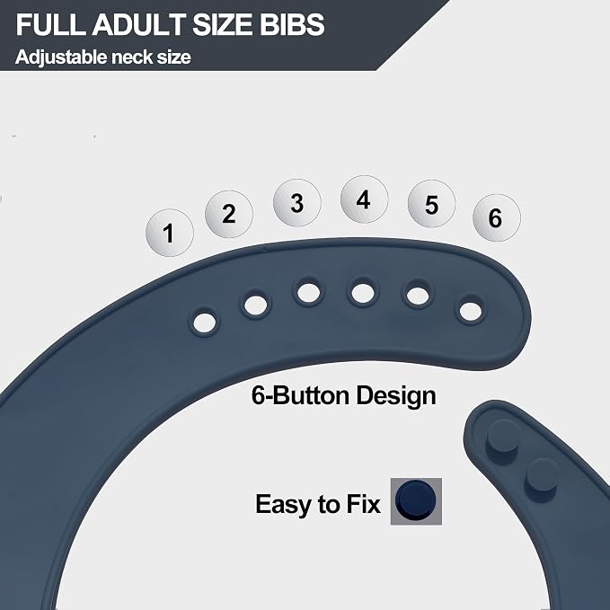 Silicone Adult Bib, Adjustable and Washable Bib - Image 4