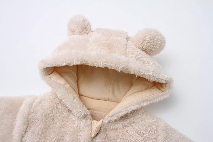 Baby Furry Jumpsuit Infant Bear Onesies Zipper Long Sleeve One-Piece Romper - Image 3