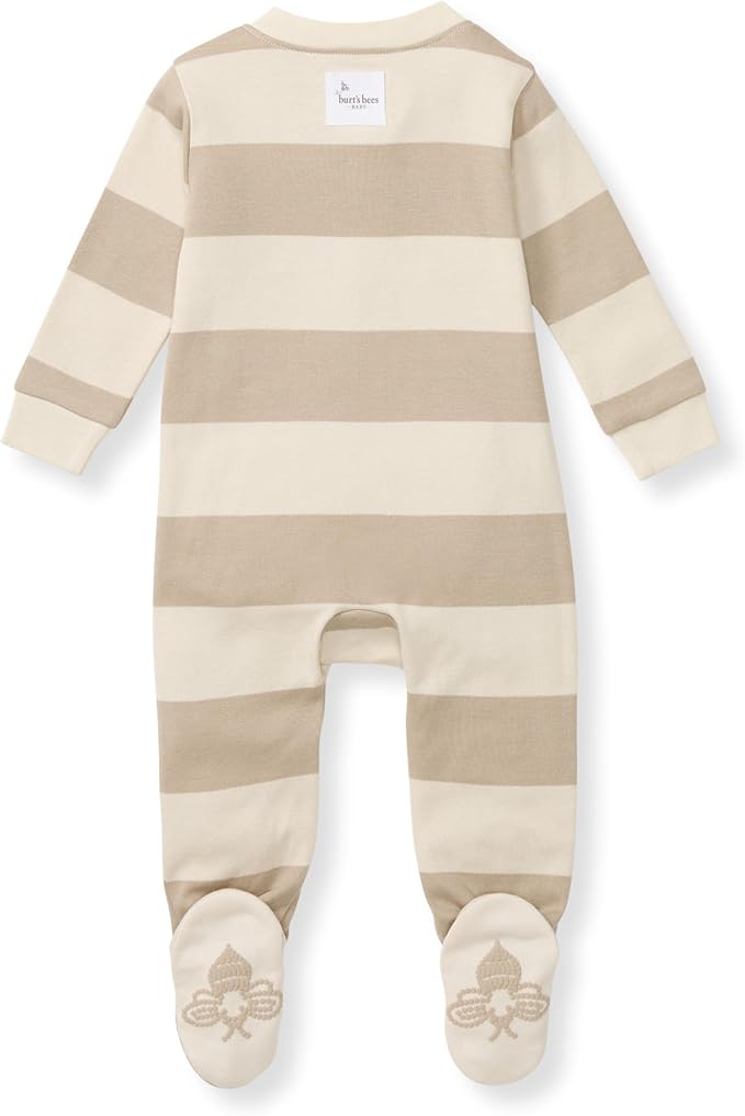 Burt's Bees Baby Boys' Organic Cotton, Sleep and Play Footed Pajamas | Easy zip - Image 2