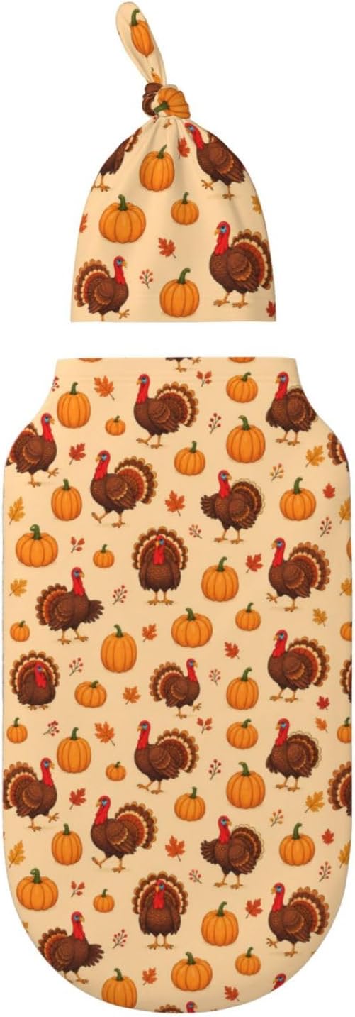 Turkey Pumpkin Swaddle Blankets Soft Receiving Blanket Baby Swaddle Wrap - Image 2