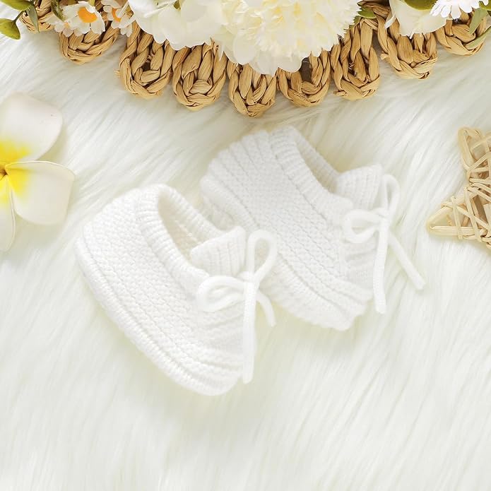 Neiwech Baby Booties Newborn Cozy Soft Warm Knitted Crib Shoes - Image 5