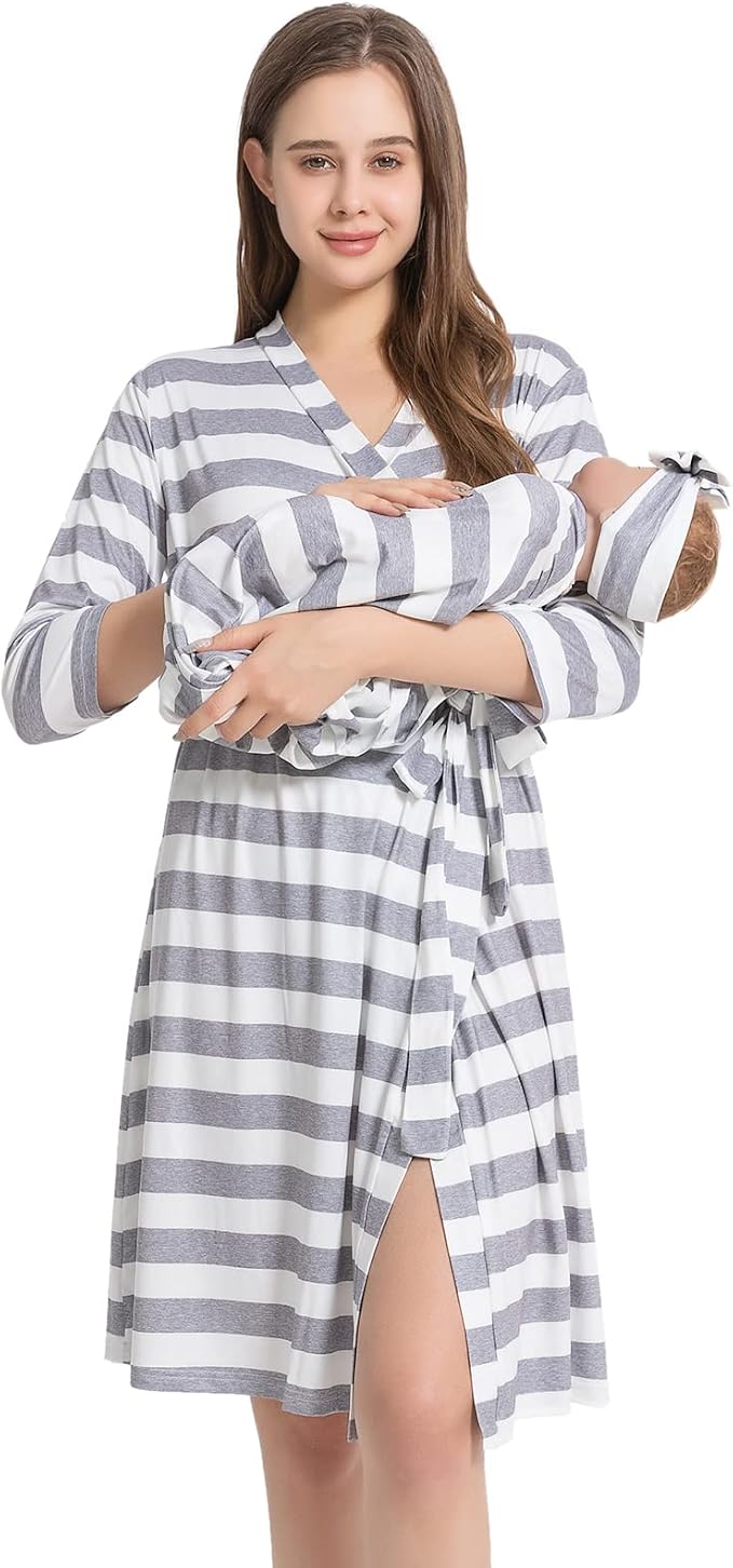 Galabloomer Maternity Robe and Receiving Blanket, Matching Mommy Labor Robe | by Galabloomer