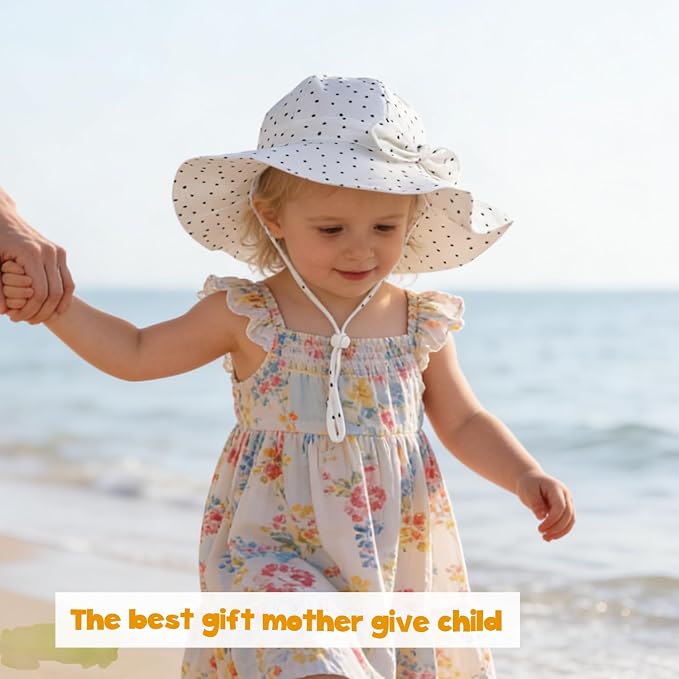 Baby Girl Sun Hat with UPF 50+ Outdoor Adjustable Beach Hat with Wide Brim - Image 2