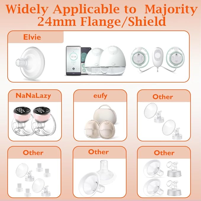 Flange Inserts 10PCS 13/15mm*5,24mm Breast Pump Shields/Flanges Compatible with Momcozy S9/S9pro/S10/S12/S12pro/Spectra/Medela/TSRETE, Reduce 24mm Tunnel Down to Correct Size
