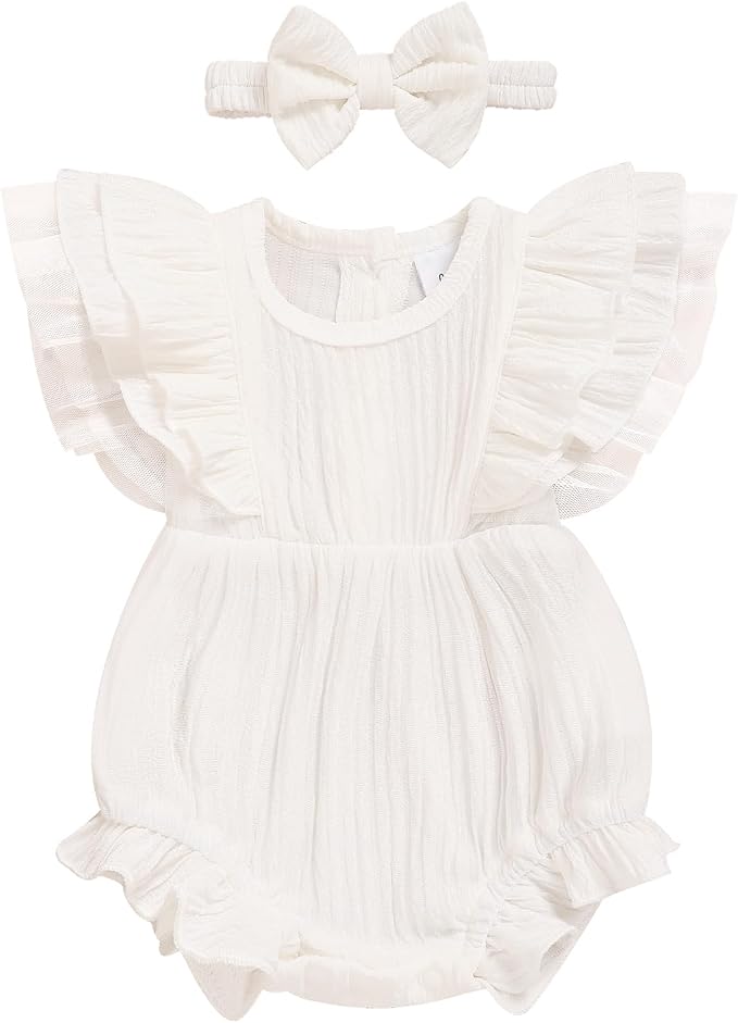 TITKKOP Ruffle Bubble Romper for Baby Girl | One-Piece Shorts Jumpsuit | Summer by TITKKOP