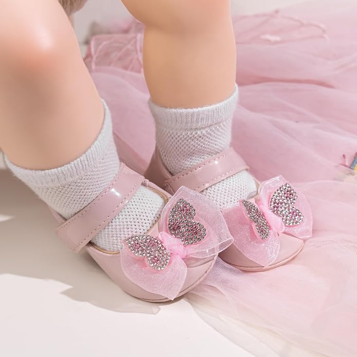 KIDSUN Infant Baby Girls Mary Jane Shoes Non-Slip Rubber Sole Ballet Slippers - Image 2